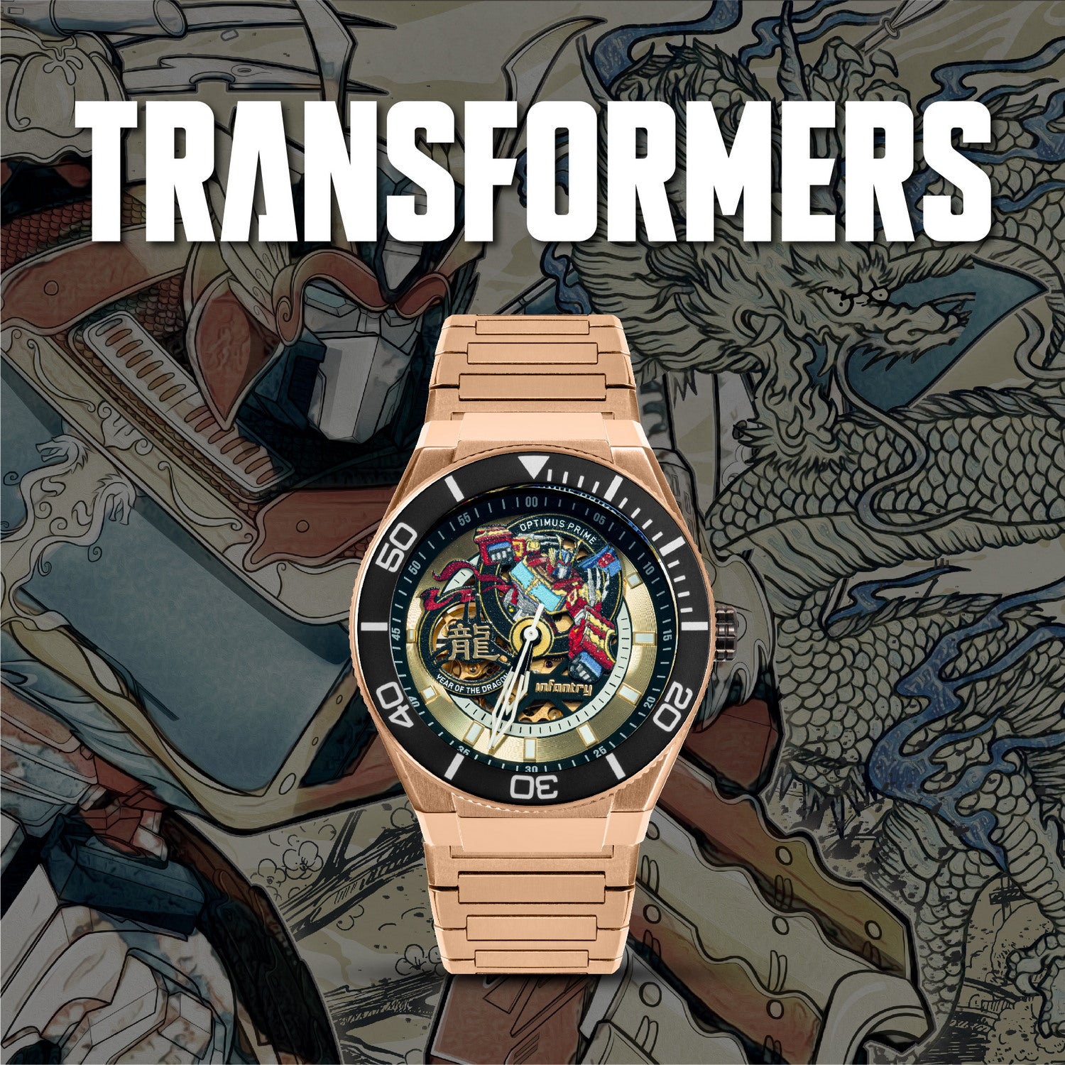 Infantry transformers mechanicl watch rosegold MOD44-TF-GD-05