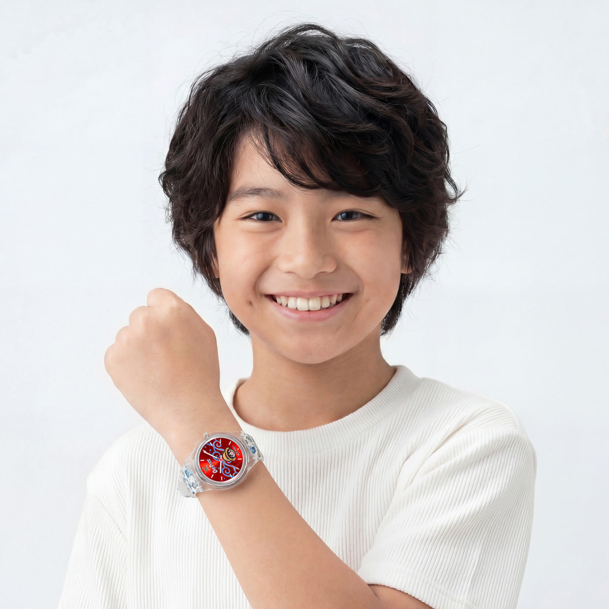 a boy is wearing an one piece wrist watch INP-OP-LTE