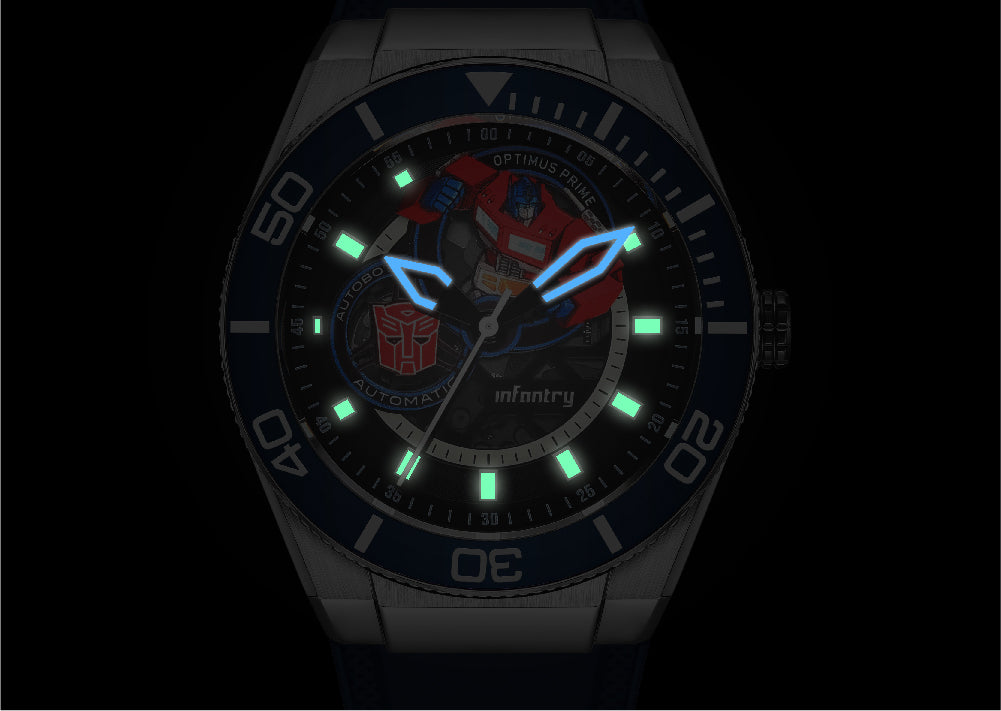infantry x transformers modular mechanical watch glow in the dark MOD44-TF-OPTIMUS