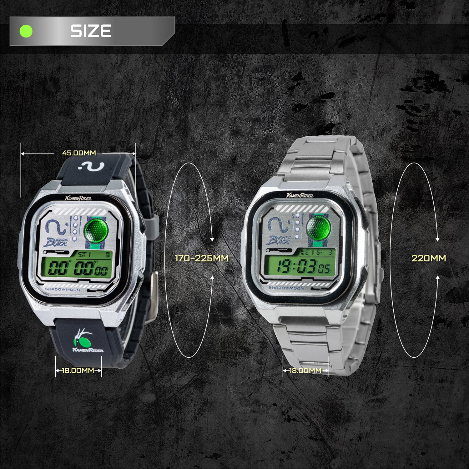 kamen rider digital watch black set extra strap size INP-KR-SP2-SET