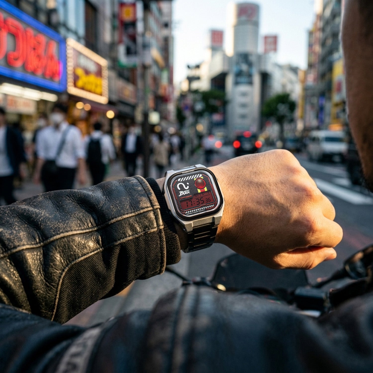 kamen rider digital watch black with stainless steel strap