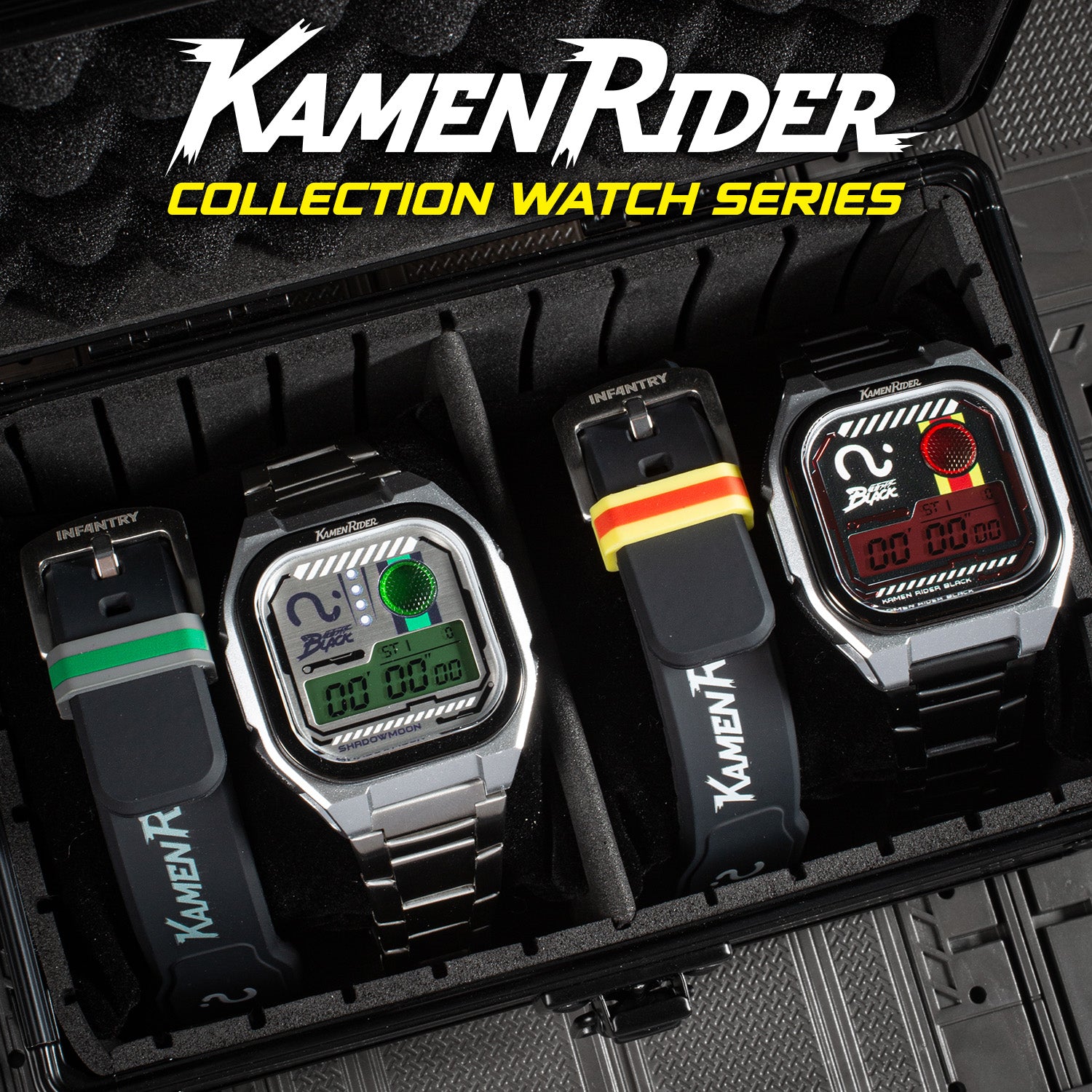 kamen rider digital watch set black and shadow moon with stainless steel strap INP-KR-SP2-SET