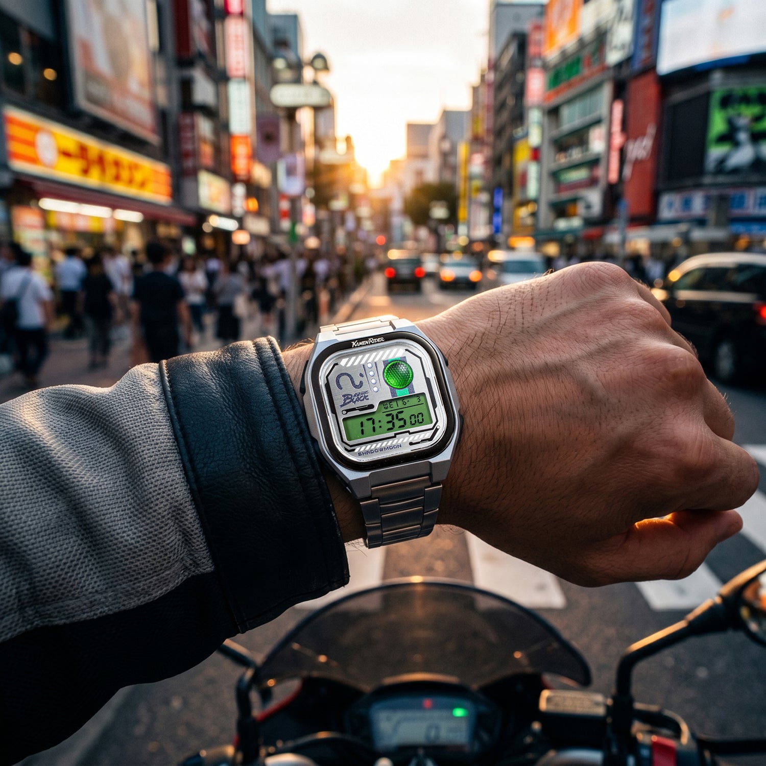 kamen rider digital watch shadow moon with stainless steel strap