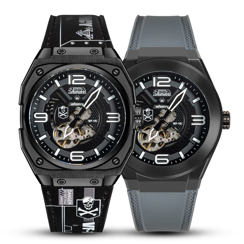 macross robotech modular mechanical watch black MOD42-MAC-SET-BLK-01