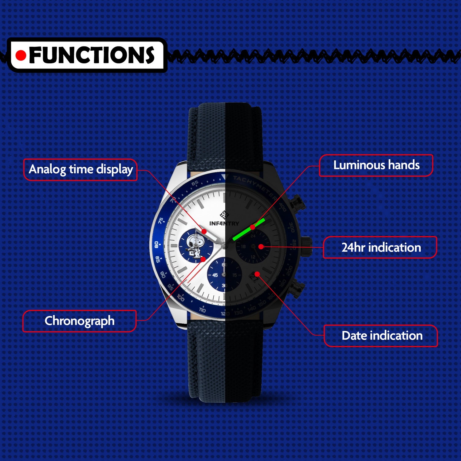 peanut snoopy watch leather function INP-SP4-04