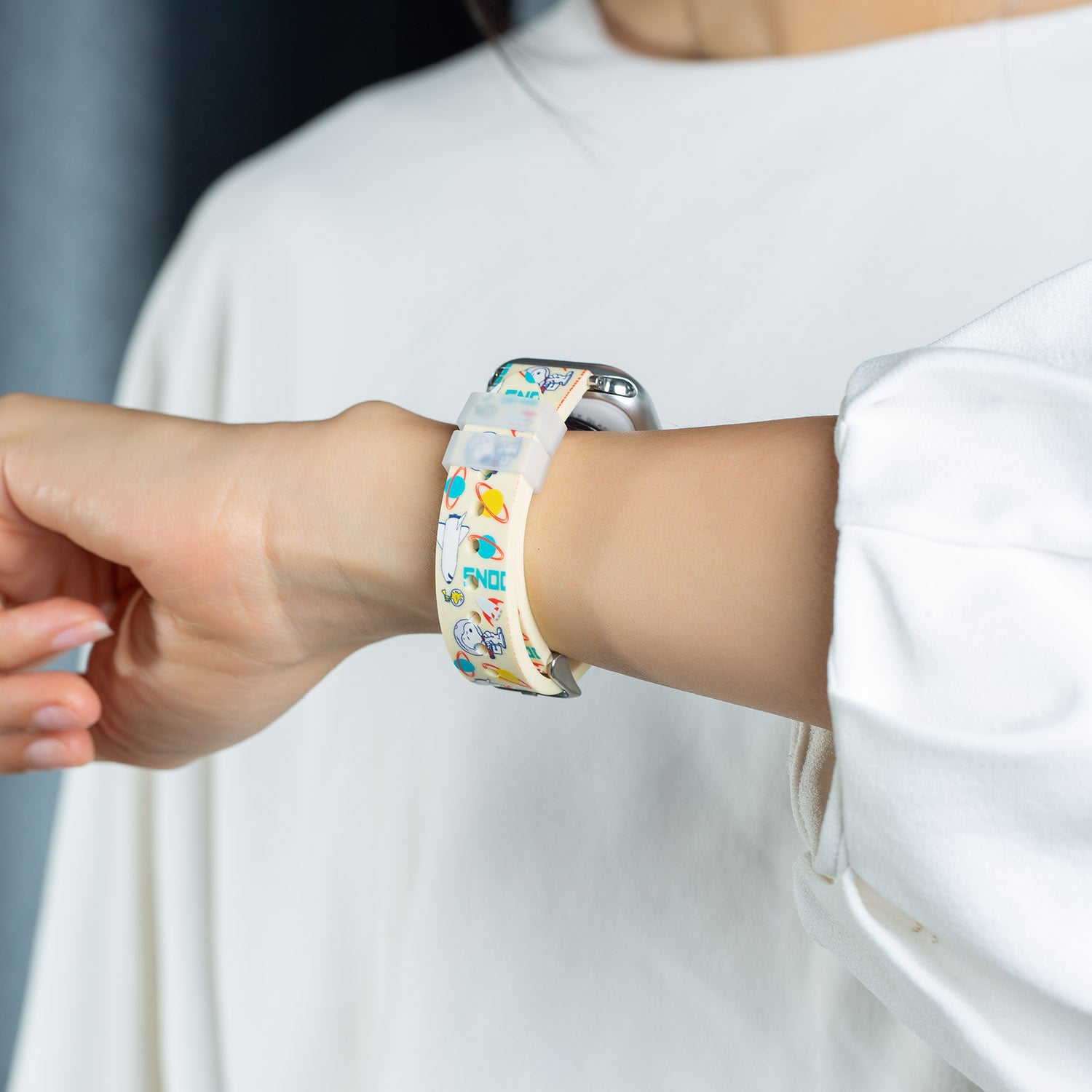 snoopy silicone watch strap off white for apple watch 42 INP-SP-LTE-STP-03-02