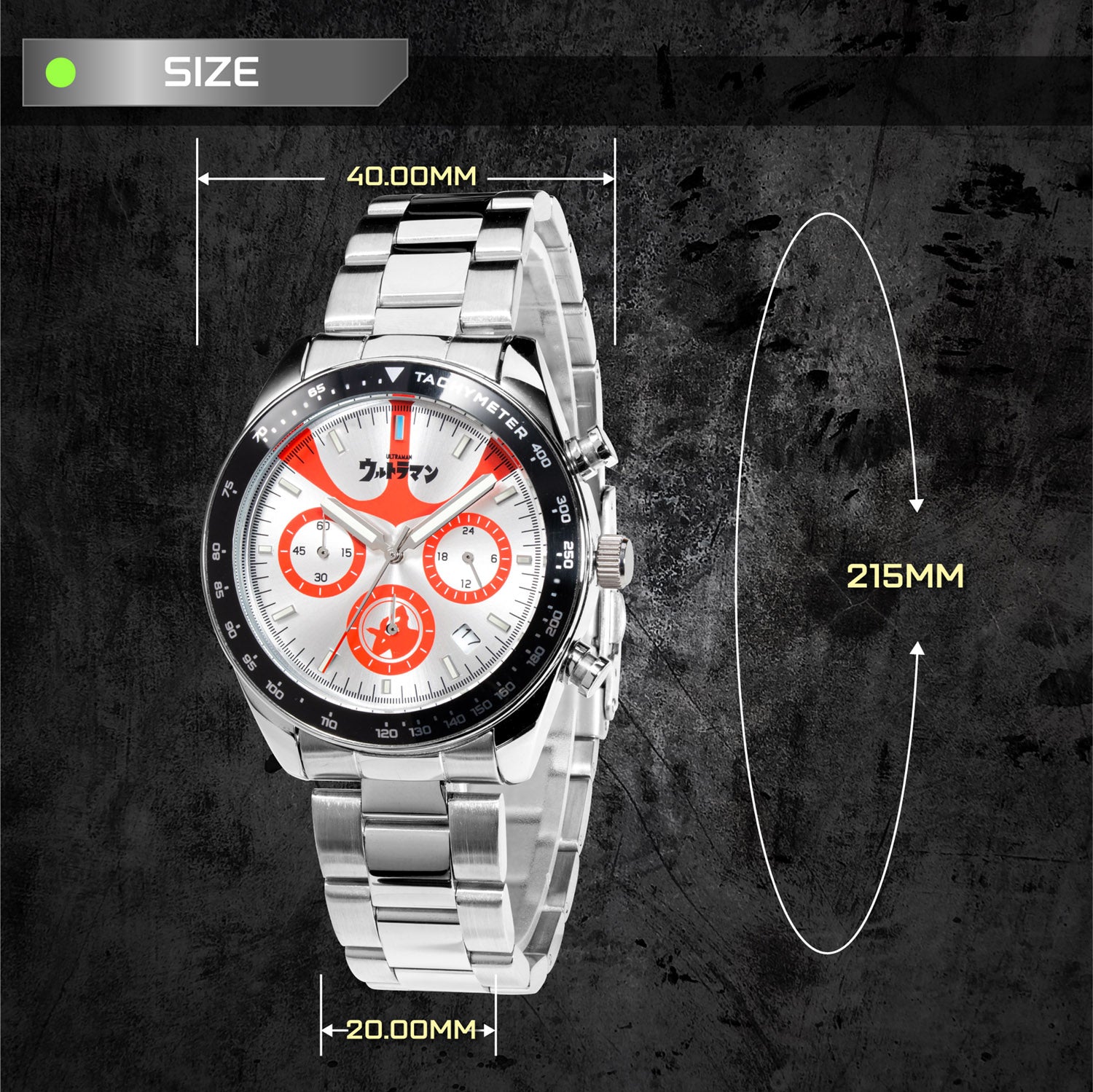 ultraman chronograph wrist watch size